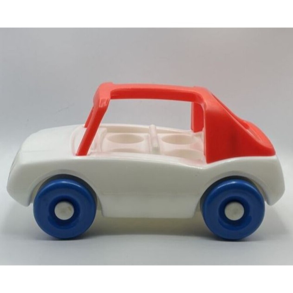 Vintage Little Tikes Chunky Car Toddler Tots Family Red White Sedan Carry Handle